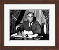 Framed World War Two photo of President Franklin Delano Roosevelt