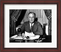 Framed World War Two photo of President Franklin Delano Roosevelt