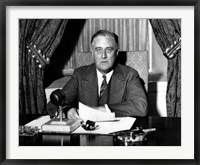 Framed World War Two photo of President Franklin Delano Roosevelt