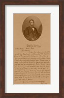 Framed President Abraham Lincoln and His Letter to Mrs Bixby