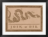 Framed Join or Die Created by Benjamin Franklin
