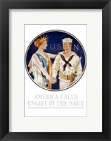 Framed Vintage World War II - Liberty Shaking Hands with a Sailor