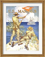 Framed WWI - Two Marines on the Beach