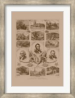 Framed Presidents Grant, Lincoln and Washinton