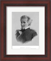 Framed President Andrew Jackson (black & white portrait)