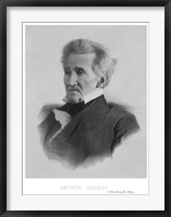 Framed President Andrew Jackson (black & white portrait)
