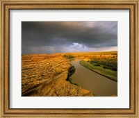Framed Approaching storm on the Milk River at Writing on Stone Provincial Park, Alberta, Canada