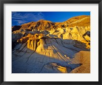 Framed Hoodoo rock formations, Drumheller Alberta, Canada
