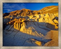 Framed Hoodoo rock formations, Drumheller Alberta, Canada