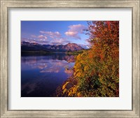 Framed Maskinonge Lake with mountains in the background, Waterton Lakes National Park, Alberta