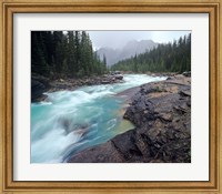 Framed Mistaya River in Banff National Park in Alberta, Canada