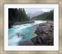 Framed Mistaya River in Banff National Park in Alberta, Canada