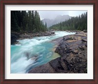 Framed Mistaya River in Banff National Park in Alberta, Canada