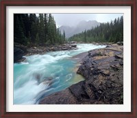 Framed Mistaya River in Banff National Park in Alberta, Canada