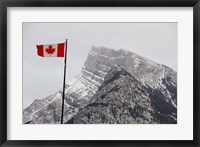 Framed Canada, Alberta, Banff Mountain view with flag