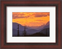 Framed Alberta, Baniff NP, Sunset on Mountain ridges