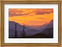 Framed Alberta, Baniff NP, Sunset on Mountain ridges