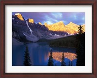 Framed Lake Moraine at First Light, Banff National Park, Alberta, Canada