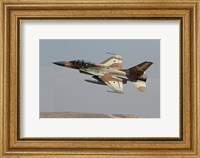 Framed F-16B Netz of the Israeli Air Force in flight over Israel