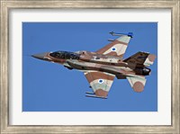 Framed F-16I Sufa of the Israeli Air Force in flight over Israel