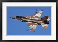 Framed F-16I Sufa of the Israeli Air Force in flight over Israel