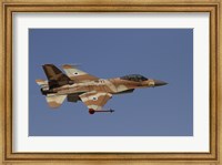 Framed F-16A Netz of the Israeli Air Force in flight over Israel