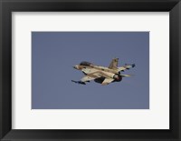 Framed F-16D Barak of the Israeli Air Force flying over Israel