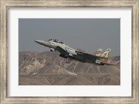 Framed F-15I Ra'am of the Israeli Air Force takes off from Ovda Air Force Base