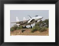 Framed F-15C Baz of the Israeli Air Force landing at Tel Nof Air Force Base