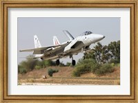 Framed F-15C Baz of the Israeli Air Force landing at Tel Nof Air Force Base
