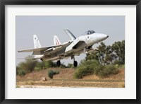 Framed F-15C Baz of the Israeli Air Force landing at Tel Nof Air Force Base