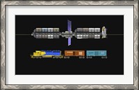 Framed Lunar space elevator compared to a locomotive