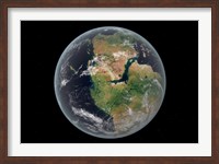 Framed Western hemisphere of the Earth during the Early Jurassic period