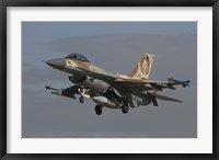 Framed F-16C Barak of the Israeli Air Force prepares for landing