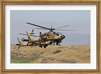 Framed Two AH-64A Peten attack helicopters of the Israeli Air Force