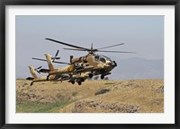 Framed Two AH-64A Peten attack helicopters of the Israeli Air Force