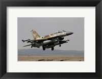 Framed F-16D Barak of the Israeli Air Force landing at Ovda Air Force Base