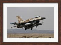 Framed F-16D Barak of the Israeli Air Force landing at Ovda Air Force Base