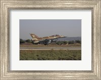 Framed F-16D Barak of the Israeli Air Force taking off