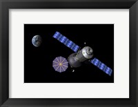 Framed Artist's concept of the Deep Space Vehicle docked to the Extended Stay Module
