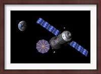 Framed Artist's concept of the Deep Space Vehicle docked to the Extended Stay Module