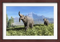Framed Deinotherium traverse the rolling plains of what is today Europe