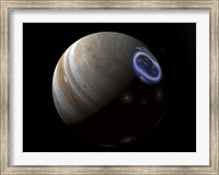 Framed Artist's concept of an aurora on Jupiter's north pole