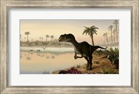 Framed Yangchuanosaurus eats the carrion of a dead animal