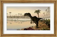 Framed Yangchuanosaurus eats the carrion of a dead animal