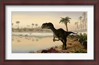 Framed Yangchuanosaurus eats the carrion of a dead animal