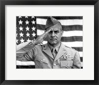 Framed General James Jimmy Doolittle Saluting with The American Flag