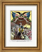 Framed General George Washington on Horseback (color)