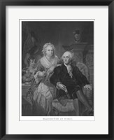 Framed President George Washington and His Family (black and white portrait)