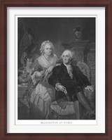 Framed President George Washington and His Family (black and white portrait)